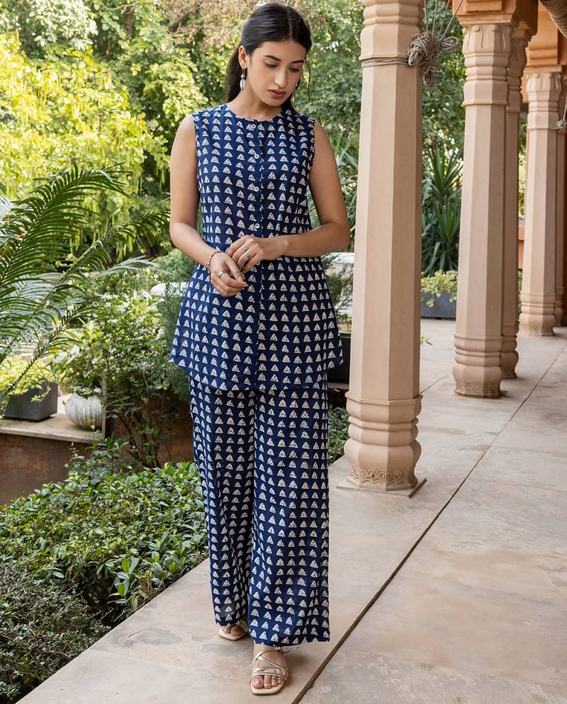 Nevy blue color beautiful girlie top bottom set for stylish party looks