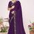 Purple sequin embellish work satin silk saree sari for women