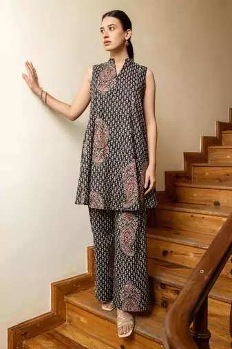 Black color beautiful girlie top bottom set for stylish party looks