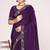 Purple sequin embellish work satin silk saree sari for women