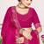 Magenta sequin embellish work satin silk saree sari for women