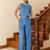 Blue color beautiful girlie top bottom set for stylish party looks