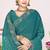 Teal sequin embellish work satin silk saree sari for women