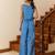Blue color beautiful girlie top bottom set for stylish party looks