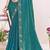 Teal sequin embellish work satin silk saree sari for women