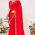 Red sequin embellish work satin silk saree sari for women