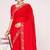 Red sequin embellish work satin silk saree sari for women