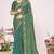 Green sequin embellish work satin silk saree sari for women