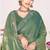 Green sequin embellish work satin silk saree sari for women