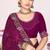 Wine sequin embellish work satin silk saree sari for women