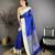 Blue raw silk saree with khadi weaving pallu & zari weaving border