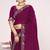 Wine sequin embellish work satin silk saree sari for women