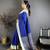 Blue raw silk saree with khadi weaving pallu & zari weaving border