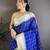 Blue raw silk saree with khadi weaving pallu & zari weaving border
