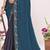 Teal blue sequin embellish work satin silk saree sari for women