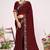 Maroon sequin embellish work satin silk saree sari for women
