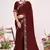 Maroon sequin embellish work satin silk blend saree sari for women