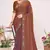 Rust sequin embellish work satin silk blend saree sari for women