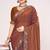 Rust sequin embellish work satin silk saree sari for women