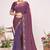 Purple sequin embellish work satin silk saree sari for women