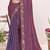 Purple sequin embellish work satin silk saree sari for women