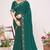 Teal green sequin embellish work satin silk saree sari for women
