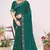 Teal green sequin embellish work satin silk blend saree sari for women