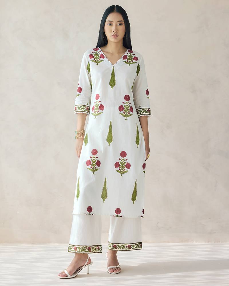 Off white color beautiful girlie top bottom set for stylish party looks