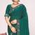Teal green sequin embellish work satin silk saree sari for women