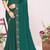 Teal green sequin embellish work satin silk saree sari for women