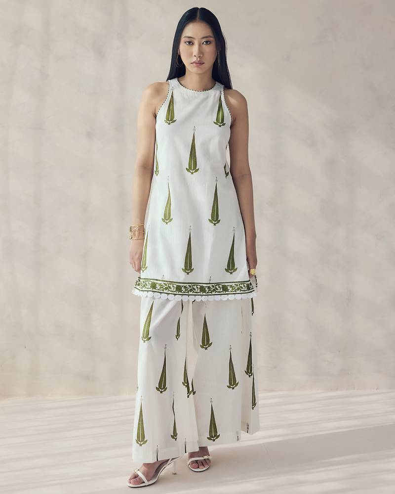 Off white color beautiful girlie top bottom set for stylish party looks
