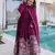 Wine color rangoli crush fabric designer embroidered heavy partywear gown