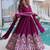 Wine color rangoli crush fabric designer embroidered heavy partywear gown