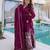 Wine color rangoli crush fabric designer embroidered heavy partywear gown