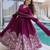 Wine color rangoli crush fabric designer embroidered heavy partywear gown