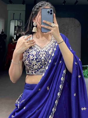 Beautiful Blue Silk Festive Wear Lehenga And Embroidered Choli 7