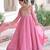 Pink color gold crush fabric designer embroidered heavy partywear gown