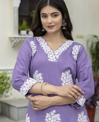Lavender color beautiful looking rich party kurta set 3