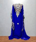 blue georgette kaftan dress with embroidered work