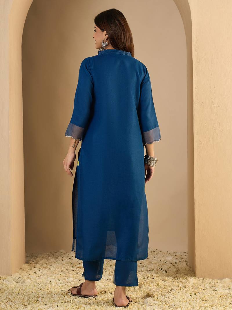 Blue color beautiful designer looking rich party kurta set