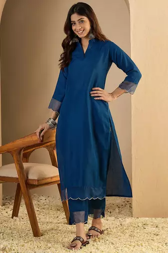 Blue color beautiful looking rich party kurta set