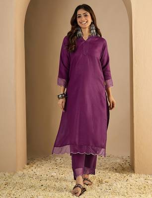 Purple color beautiful looking rich party kurta set 1