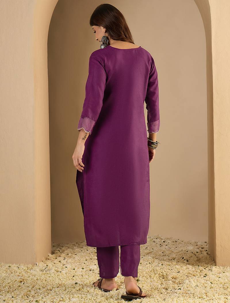 Purple color beautiful designer looking rich party kurta set