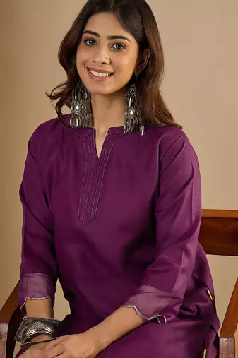 Purple color beautiful looking rich party kurta set