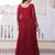 Marvelous Maroon Sequins Georgette Wedding Wear Gown