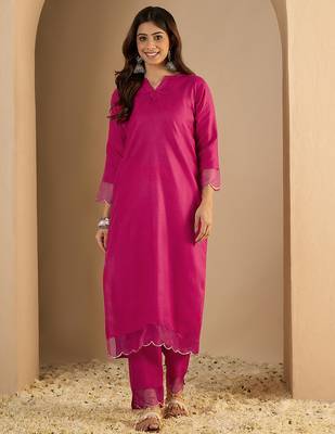 Pink color beautiful looking rich party kurta set 1