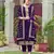 Violet faux georgette semi stitched suit with embroidery & sequence work