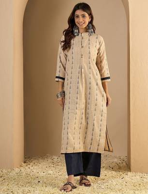 Beige color beautiful looking rich party kurta set 1