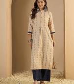 Beige color beautiful designer looking rich party kurta set