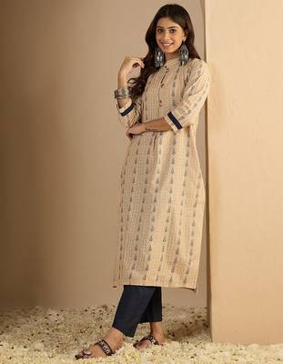 Beige color beautiful looking rich party kurta set 4